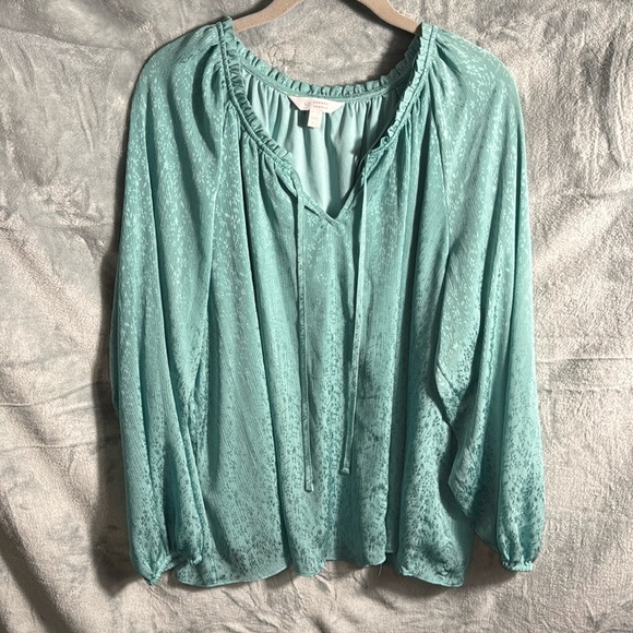 LC Lauren Conrad blouse women XXL green flowy spring color and style - Picture 1 of 5